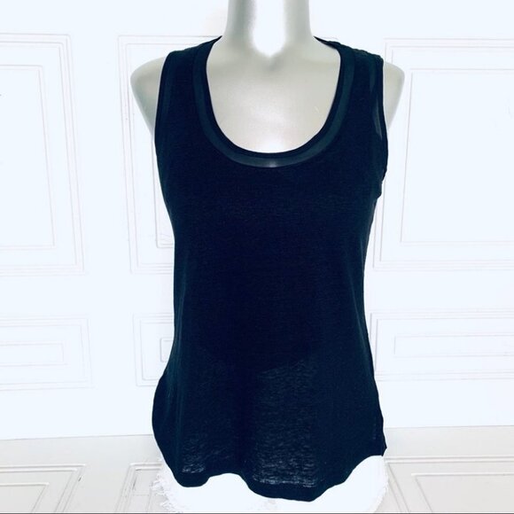 NWT BANANA REPUBLIC BLACK  ROUND NECK LINEN TOP WOMEN SIZE XS - Picture 2 of 7